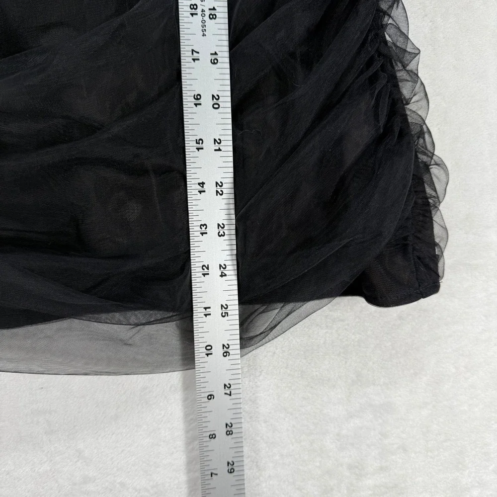 White Fox Mini Dress‎ Black Tulle Strapless Ruched Party Cocktail Size L